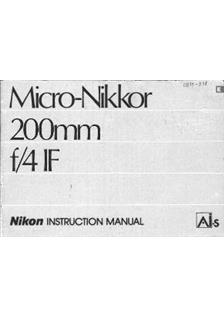 Nikon 200/4 manual. Camera Instructions.